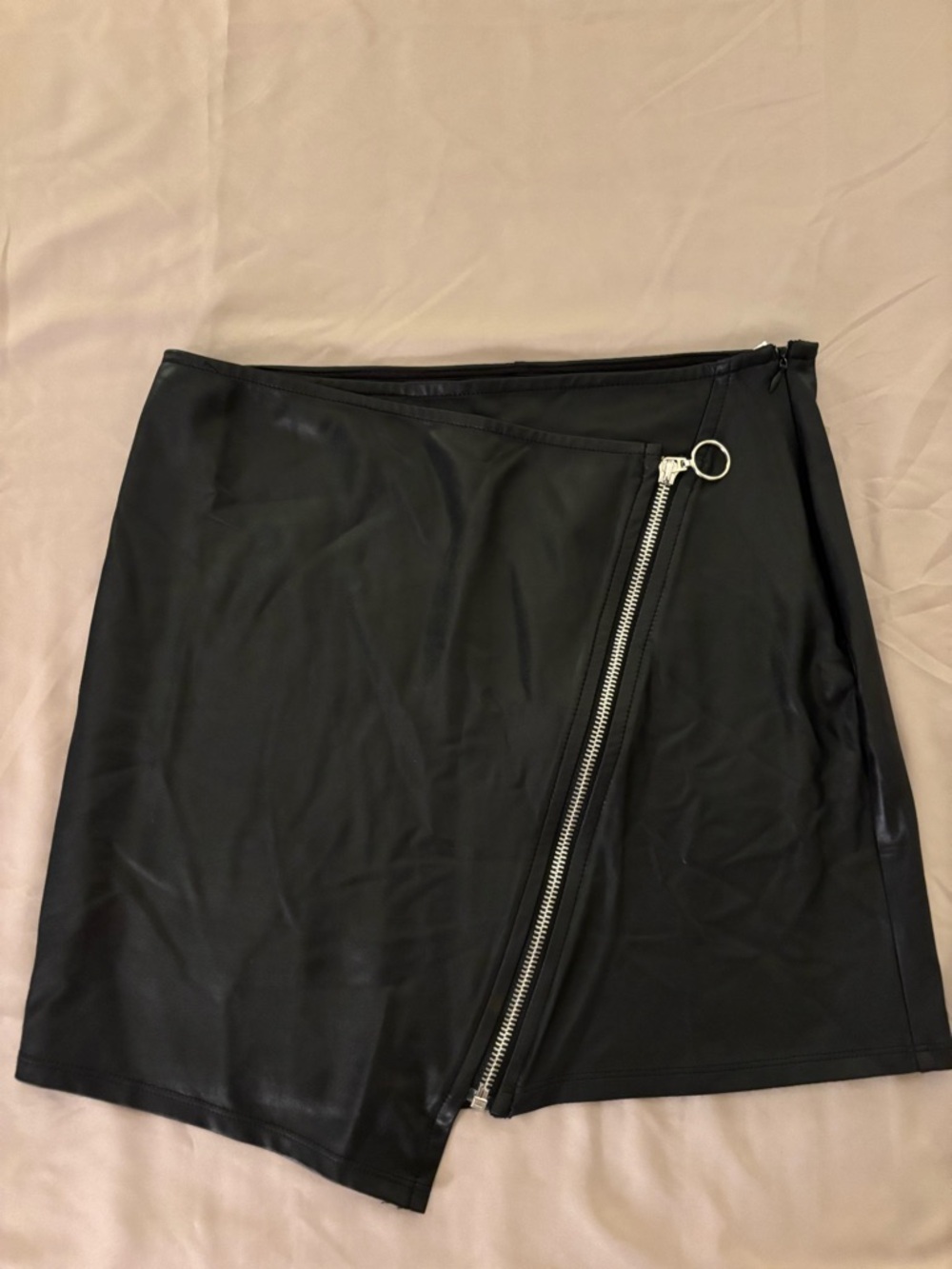 Forever 21 Black Mini Skirt with Silver Diagonal Zipper